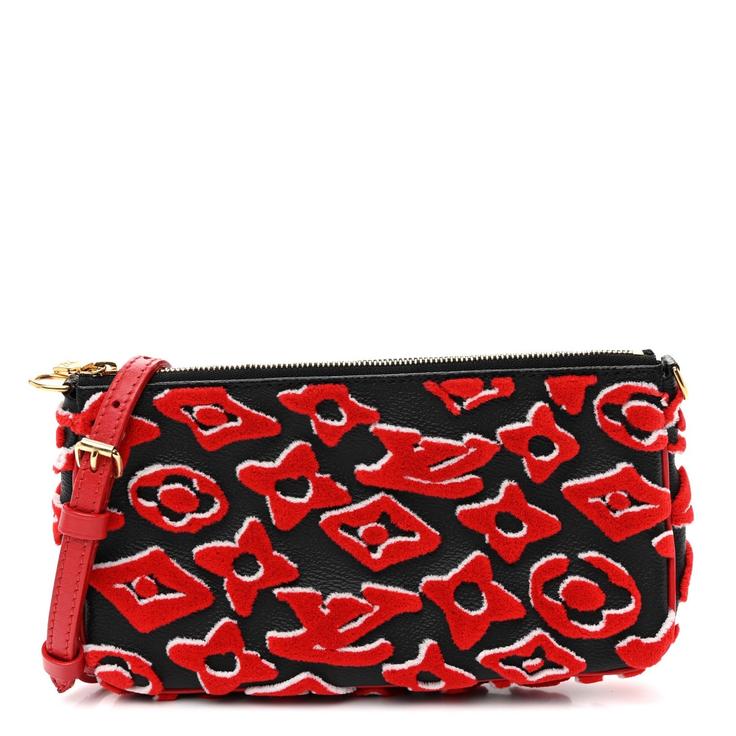 X UF Tufted Monogram Pochette Accessories Black Red