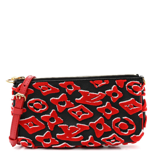 X UF Tufted Monogram Pochette Accessories Black Red