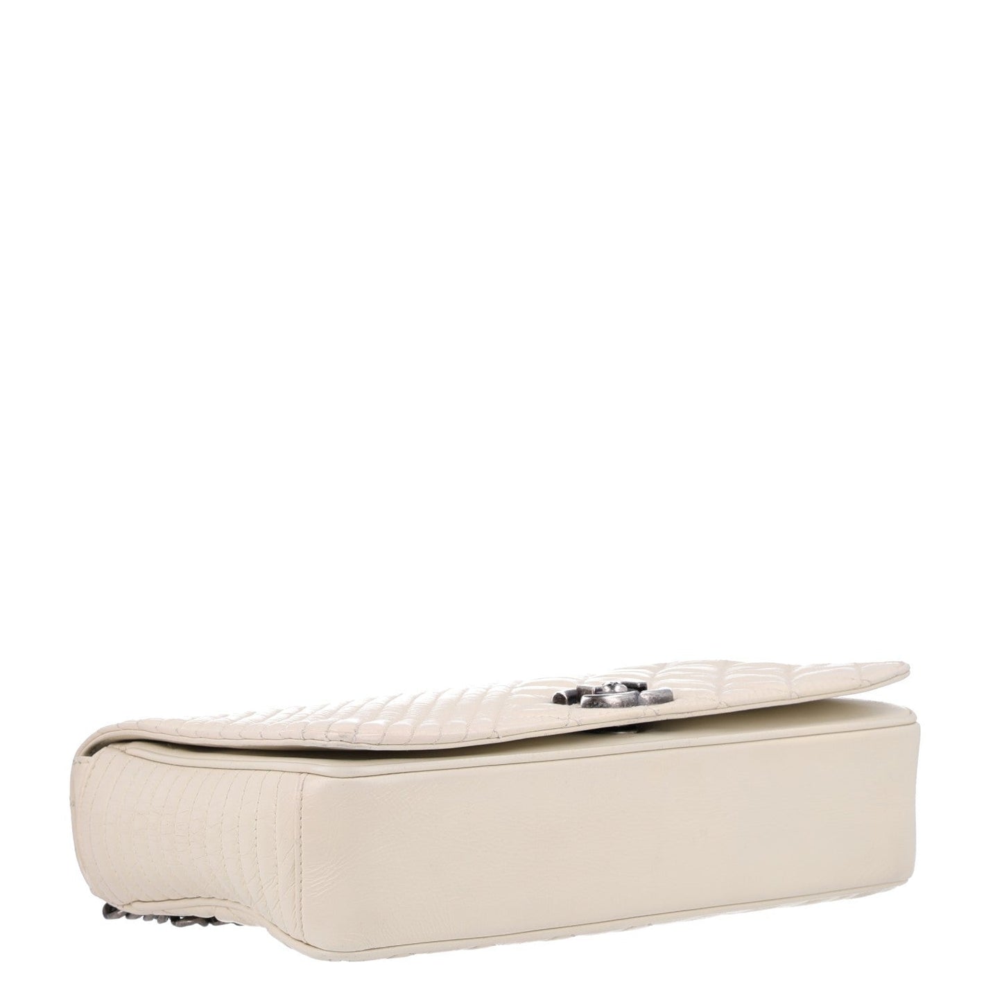 Glazed Calfskin Quilted Medium Coco Boy Flap White