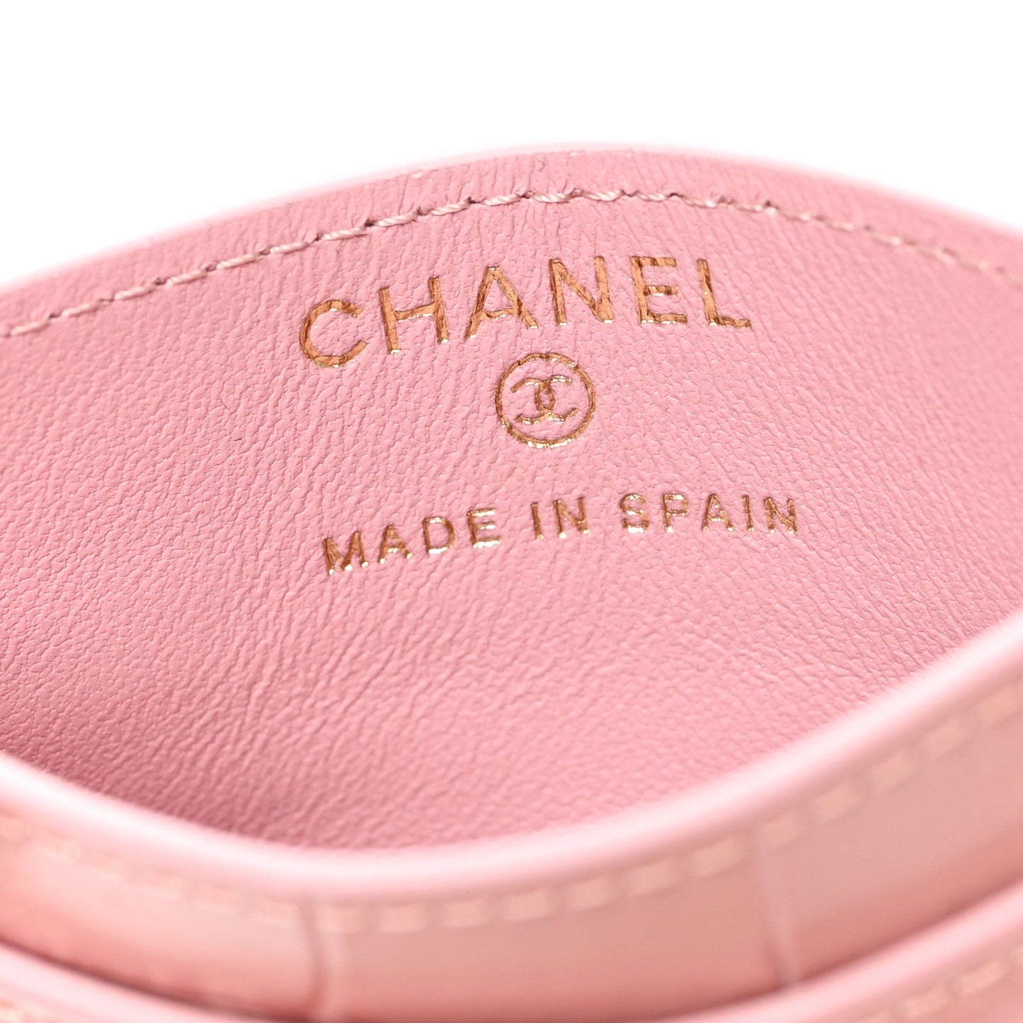 Calfskin Crocodile Embossed Crococo Card Holder Light Pink