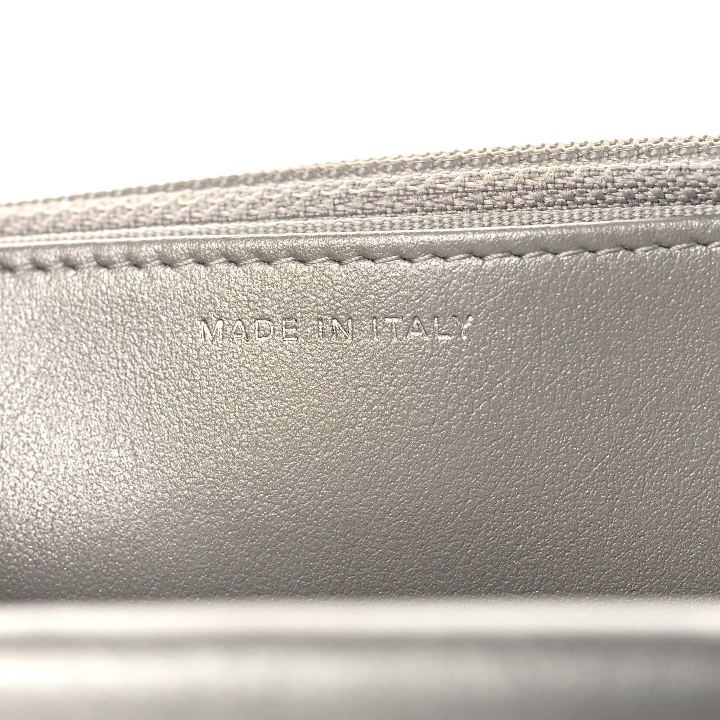 Metallic Crumpled Calfskin Quilted Flap Charm Wallet On Chain WOC Silver