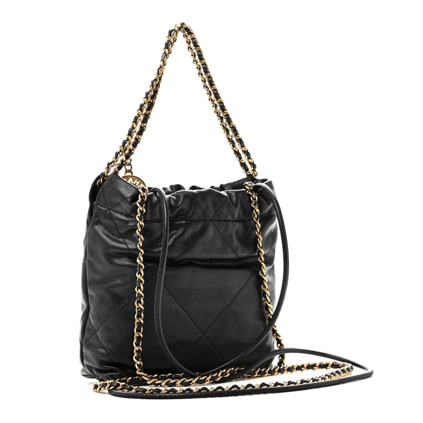 Shiny Caviar Quilted Monochrome Mini Chanel 22 Black