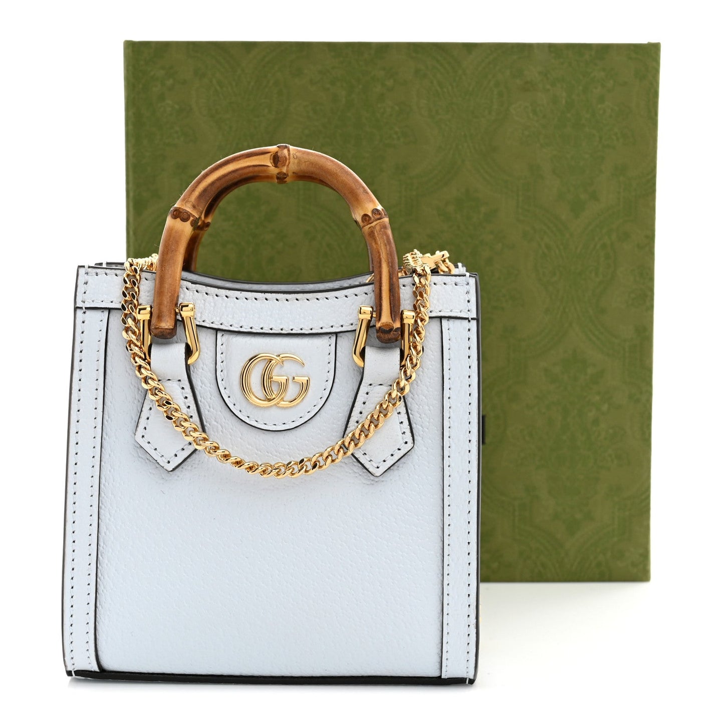 Textured Dollar Calfskin Super Mini Diana Tote Bag  Pale Blue