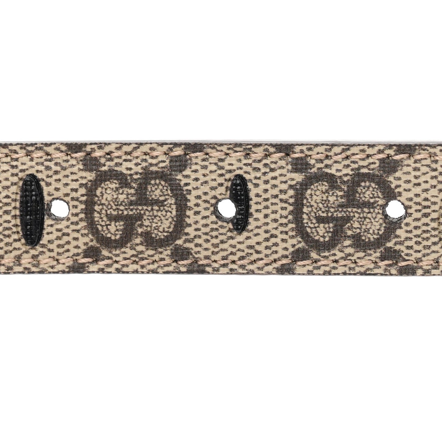 GG Supreme Monogram Calfskin Strawberry Buckle Thin Belt 80 32 Beige Ebony New Acero