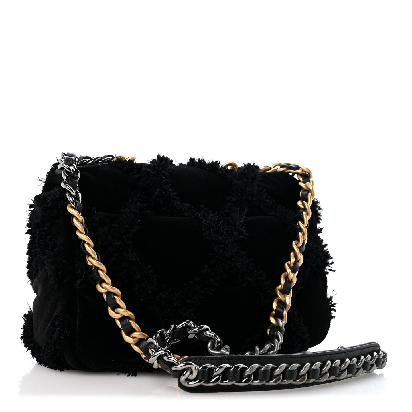 Cotton Canvas Quilted Medium Chanel 19 Flap Black