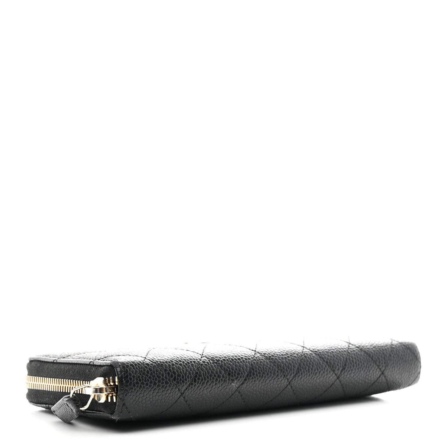Caviar Quilted Large Gusset Zip Around Wallet Black