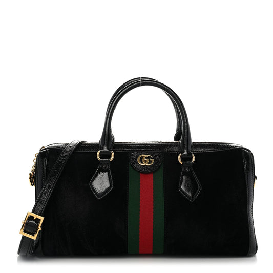 Suede Patent GG Web Medium Ophidia Boston Black