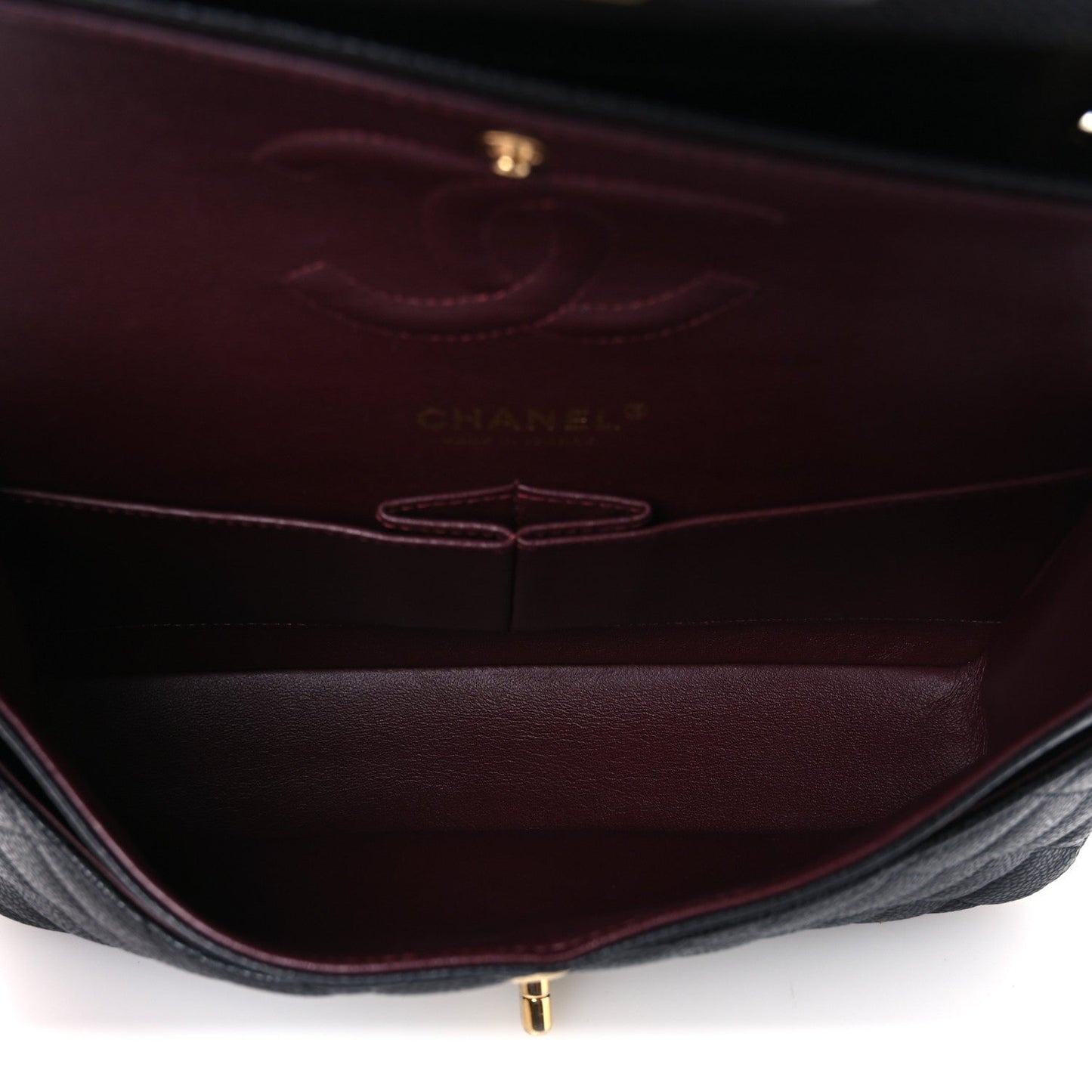 Caviar Quilted Medium Double Flap Black