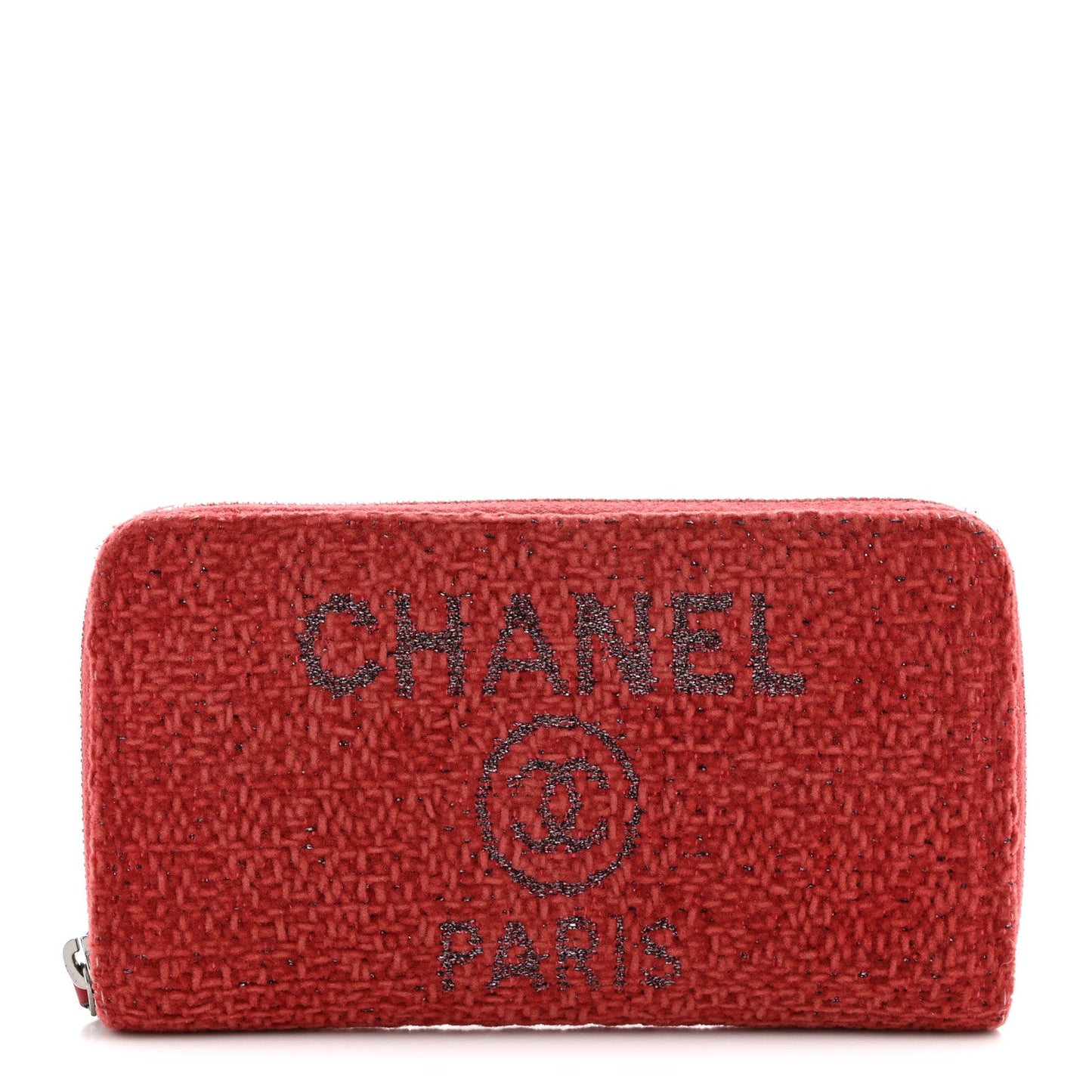 Lurex Boucle Deauville Medium Zip Around Wallet Red
