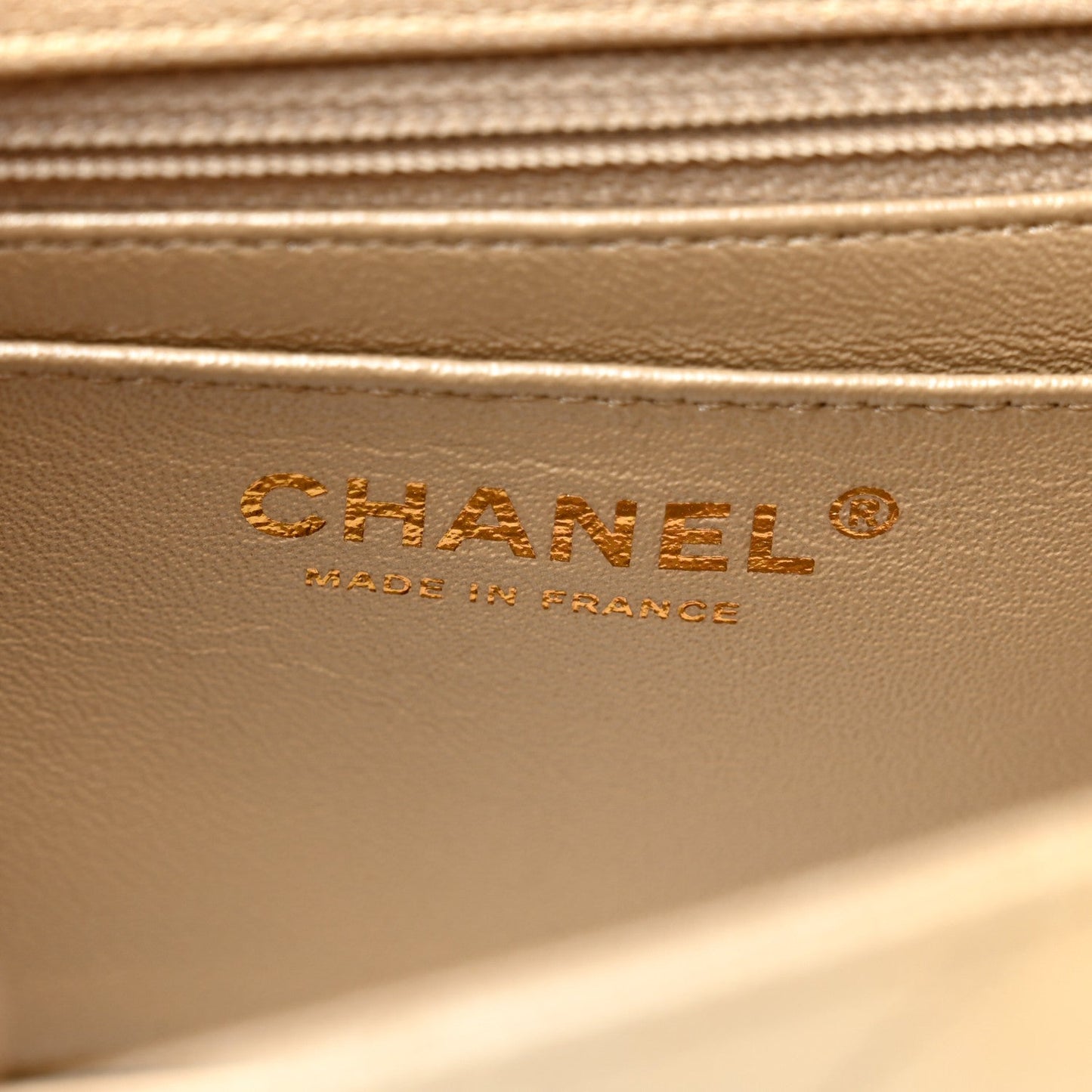 Metallic Goatskin Quilted Mini Rectangular Flap Gold