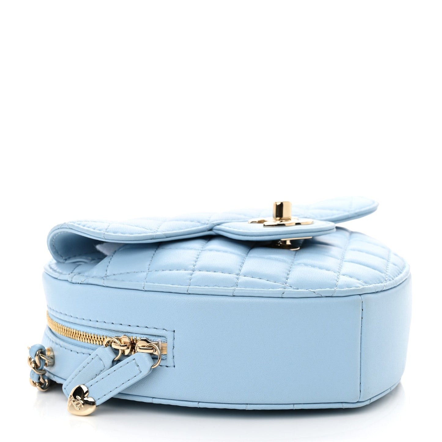 Lambskin Quilted CC In Love Heart Bag Light Blue