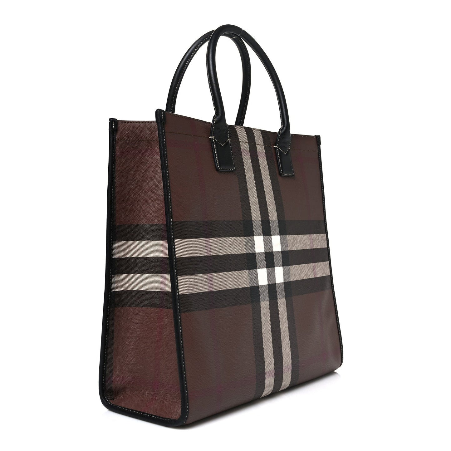 E-Canvas Denny Check Tote Brown