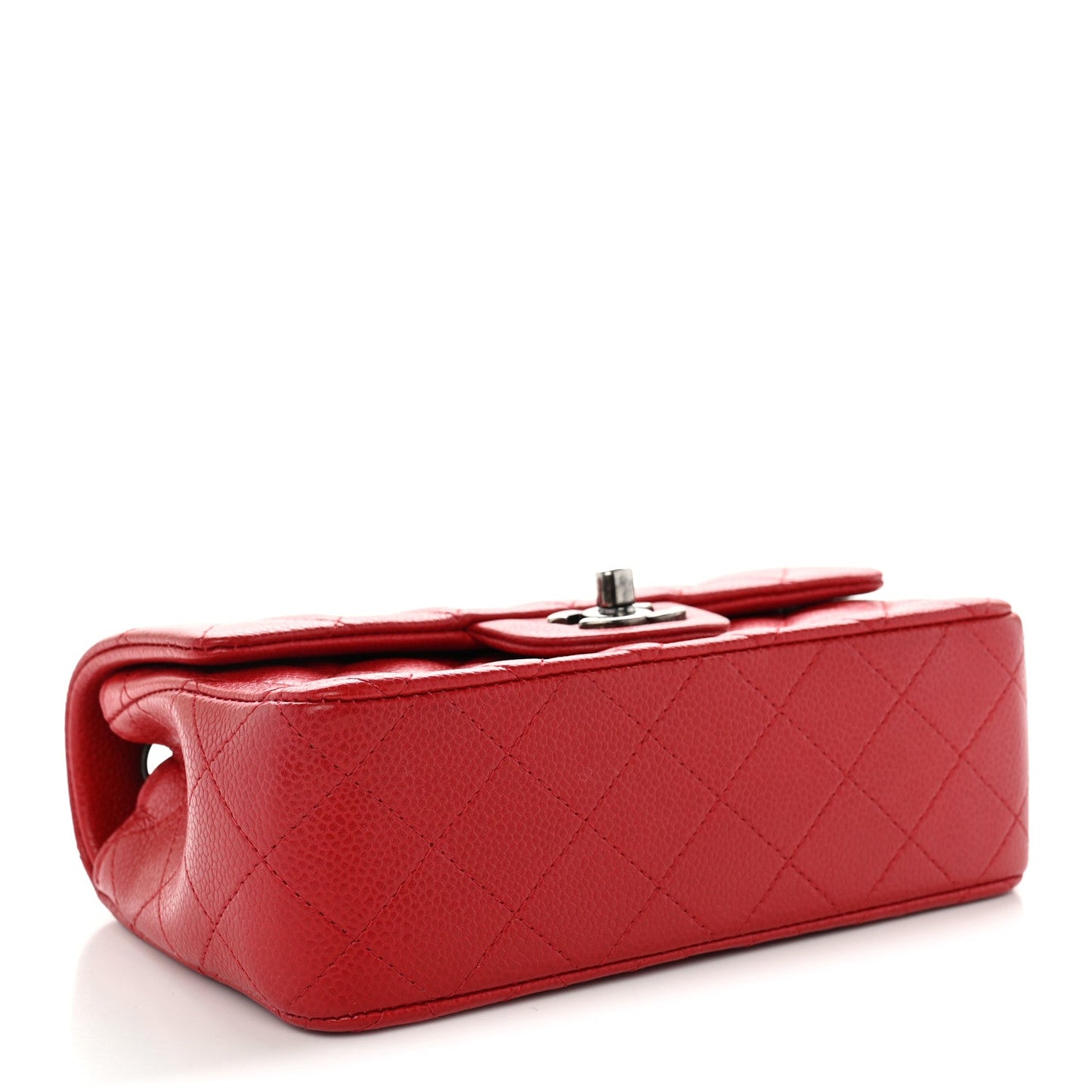 Caviar Quilted Mini Rectangular Flap Red