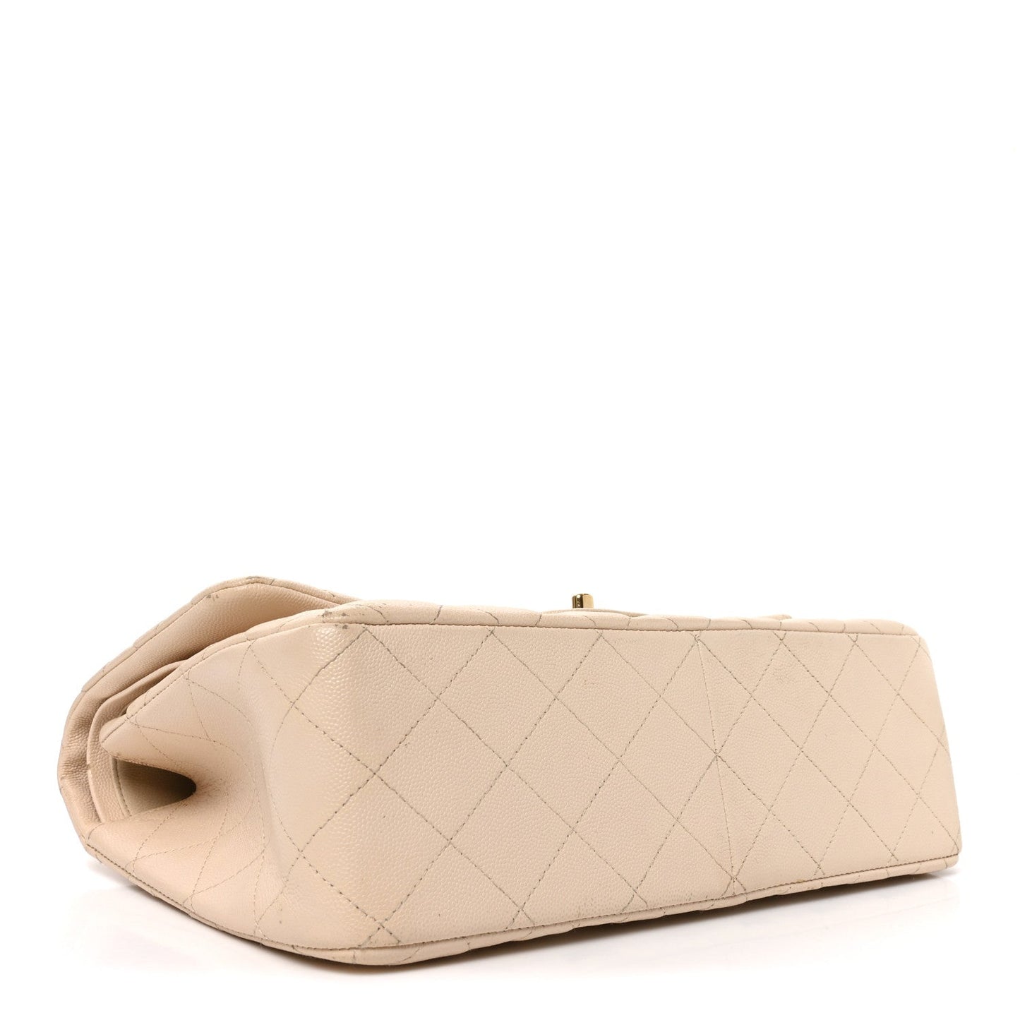 Caviar Quilted Jumbo Double Flap Beige Clair