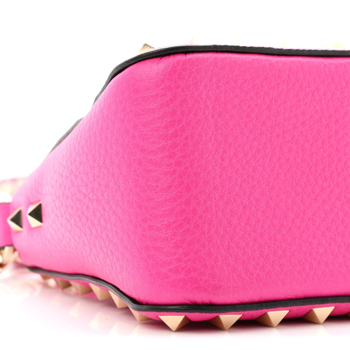 Pebbled Calfskin Small Rockstud Flip Lock Shoulder Bag Fuxia