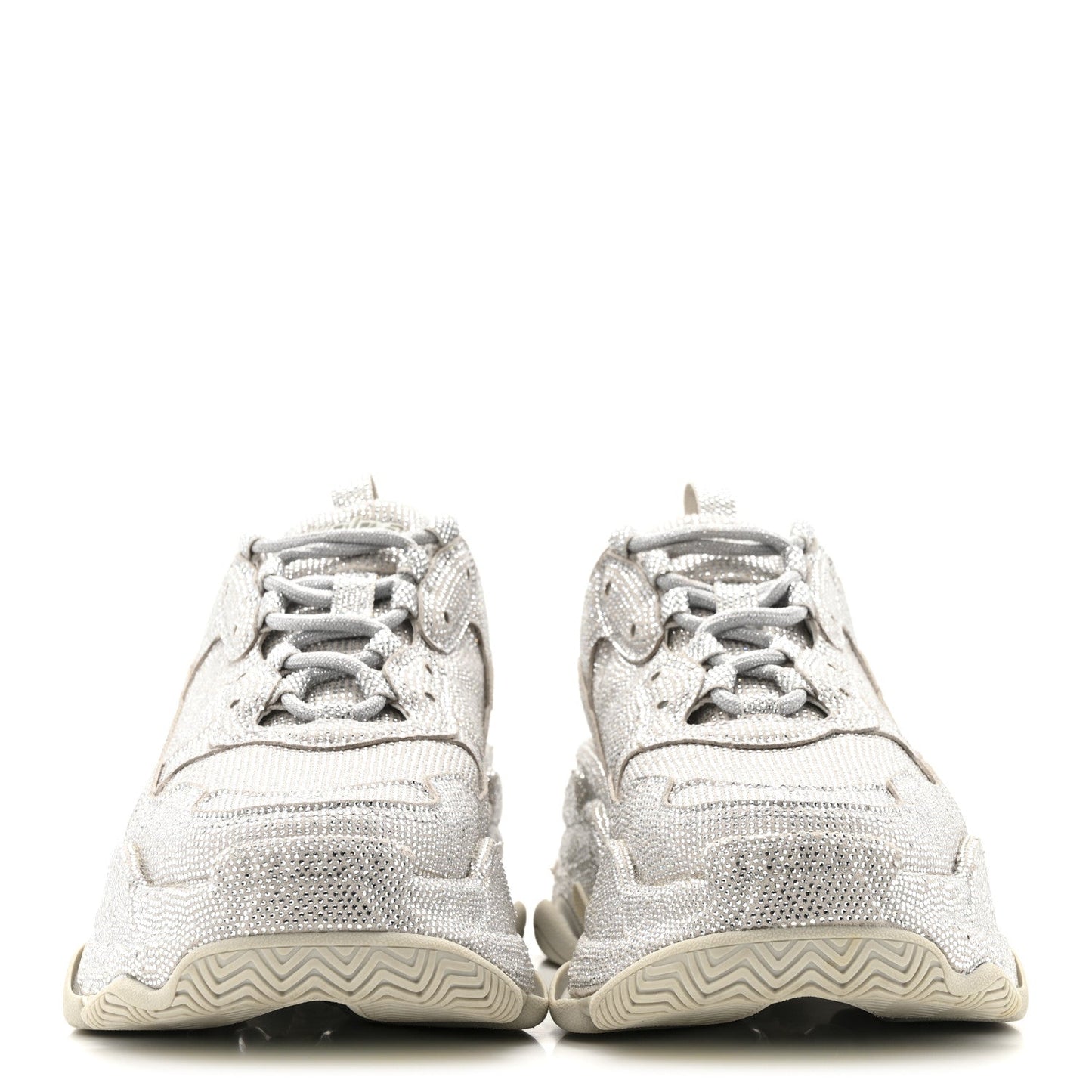 Microfiber Strass Embellished Womens Triple S Sneakers 39 Light Grey