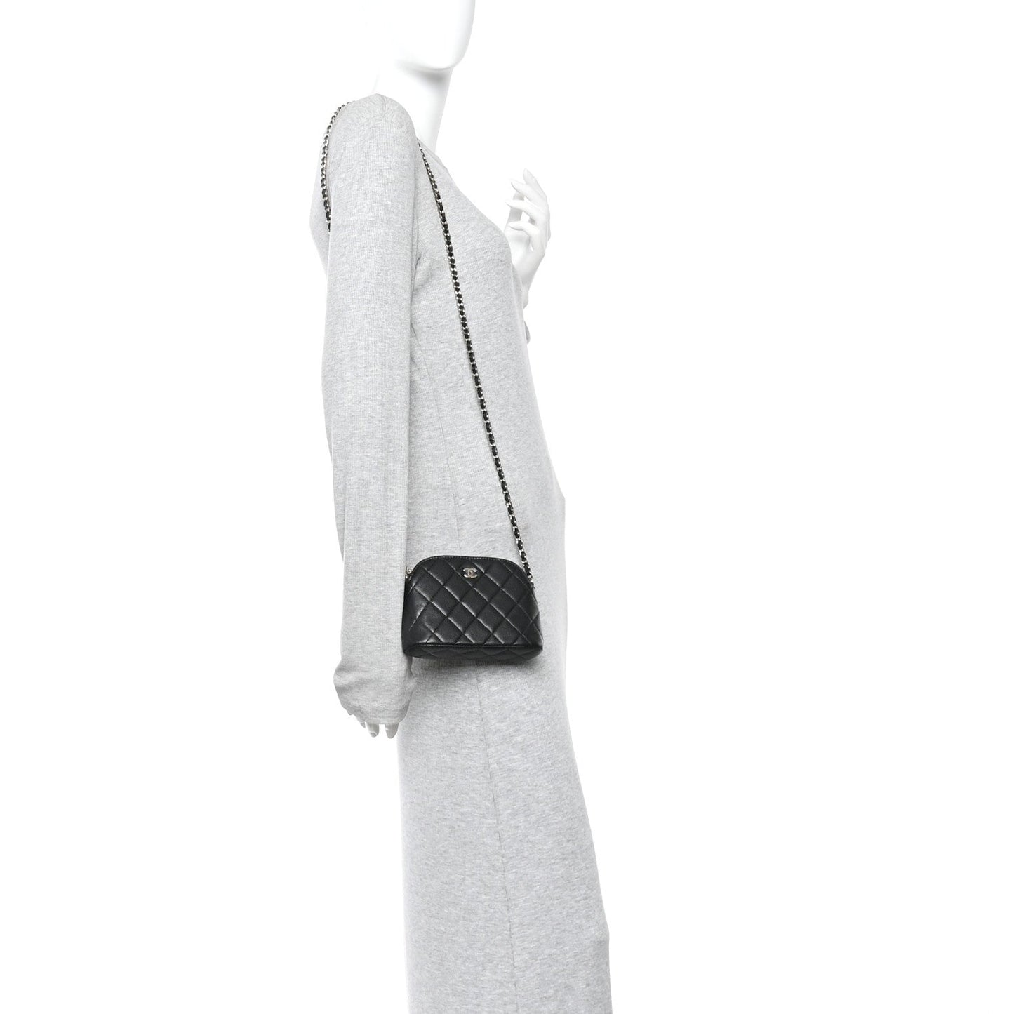 Caviar Quilted Mini Classic Clutch With Chain Black