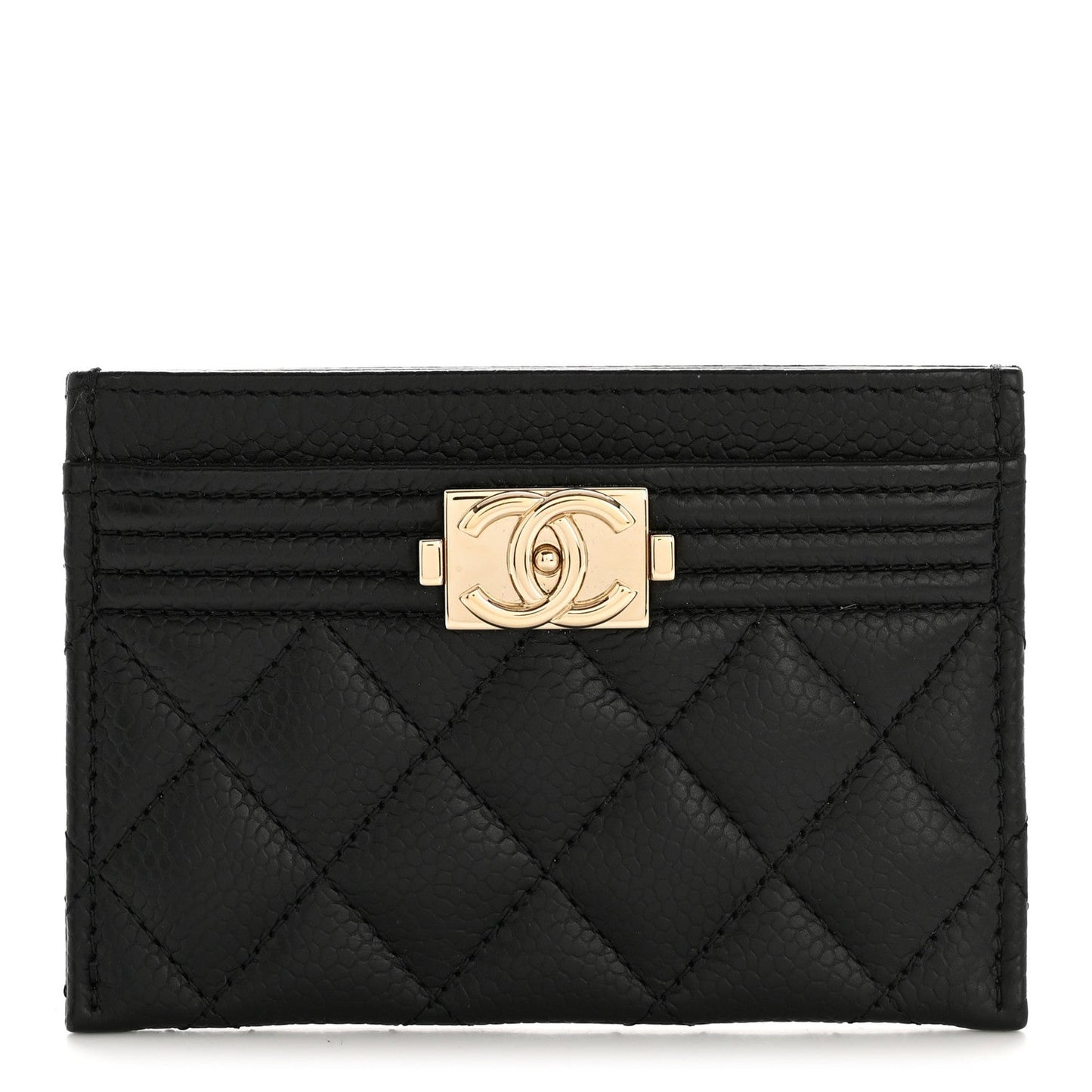 Caviar Quilted Boy Card Holder Black