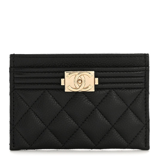 Caviar Quilted Boy Card Holder Black
