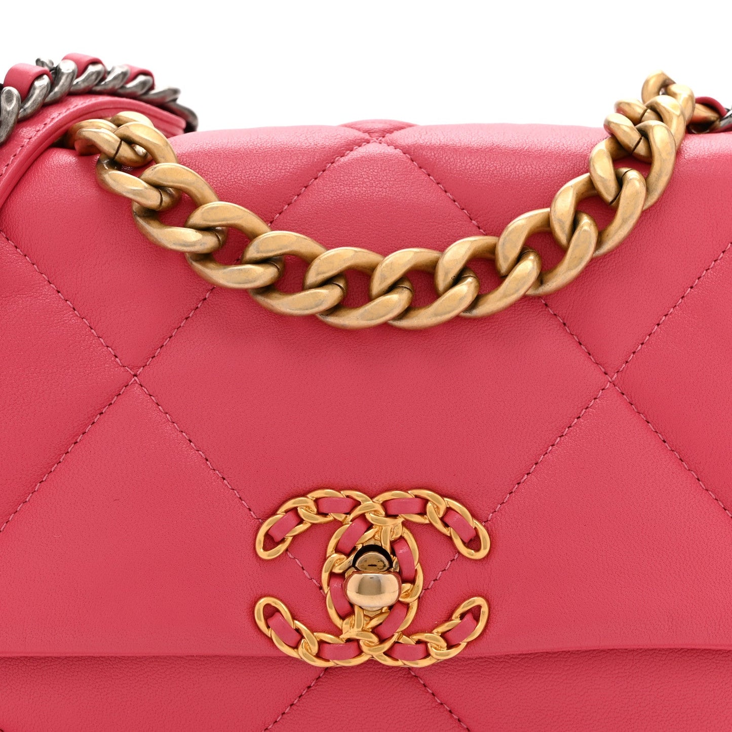 Goatskin Quilted Medium Chanel 19 Flap Dark Pink