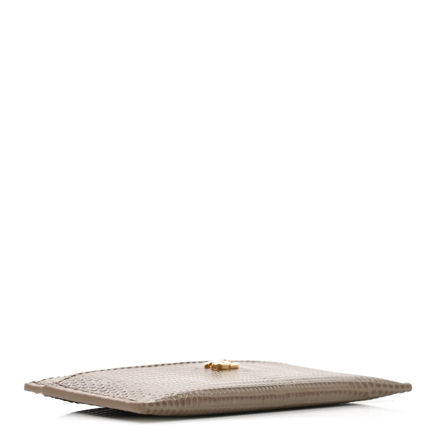 Calfskin Lizard Embossed Crococo Card Holder Dark Khaki