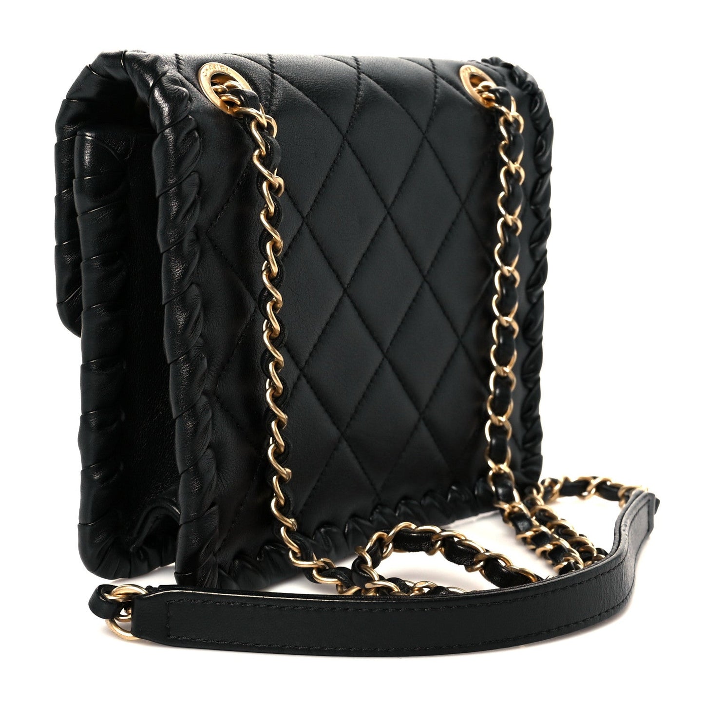 Calfskin Braided Mini My Own Frame Flap Black