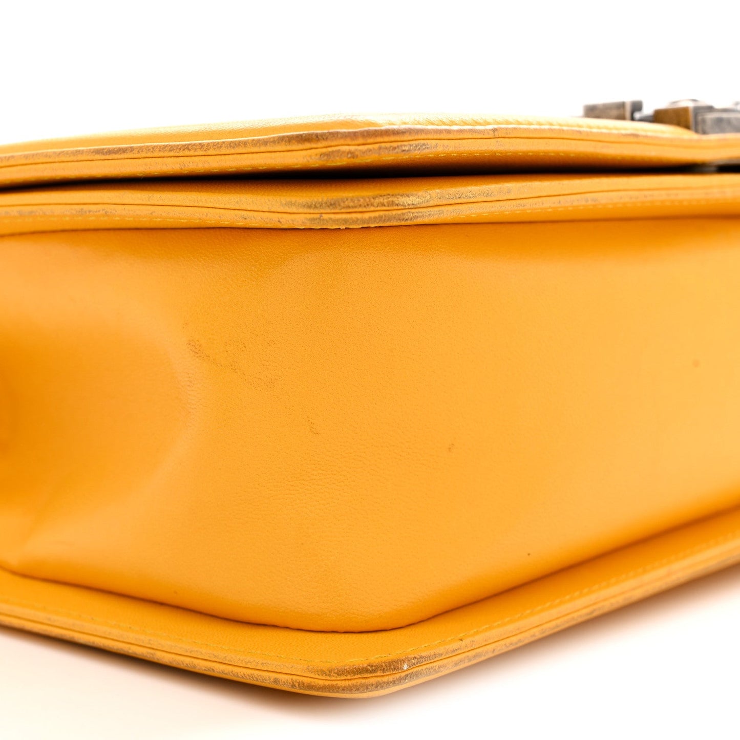 Lambskin Quilted Medium Boy Flap Yellow