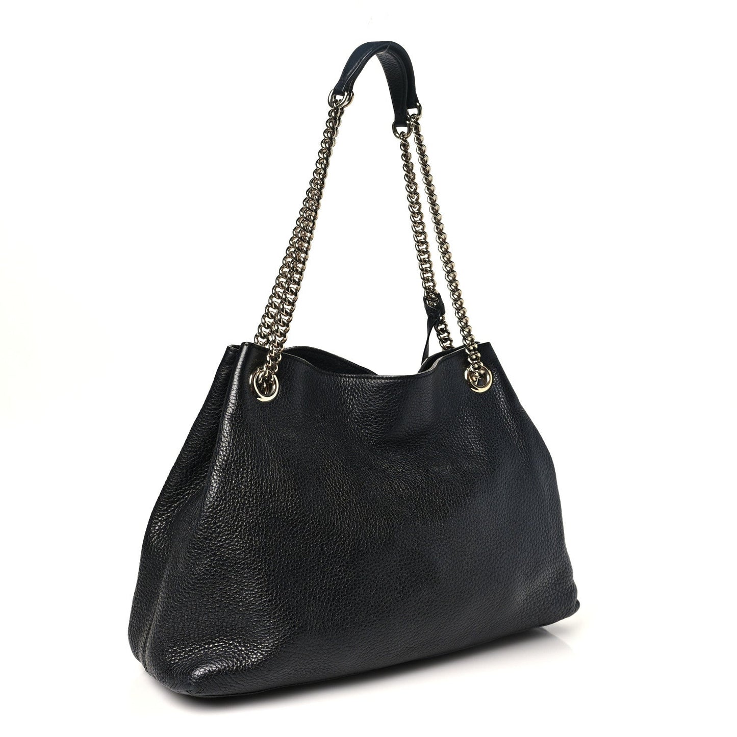 Pebbled Calfskin Medium Soho Chain Shoulder Bag Black