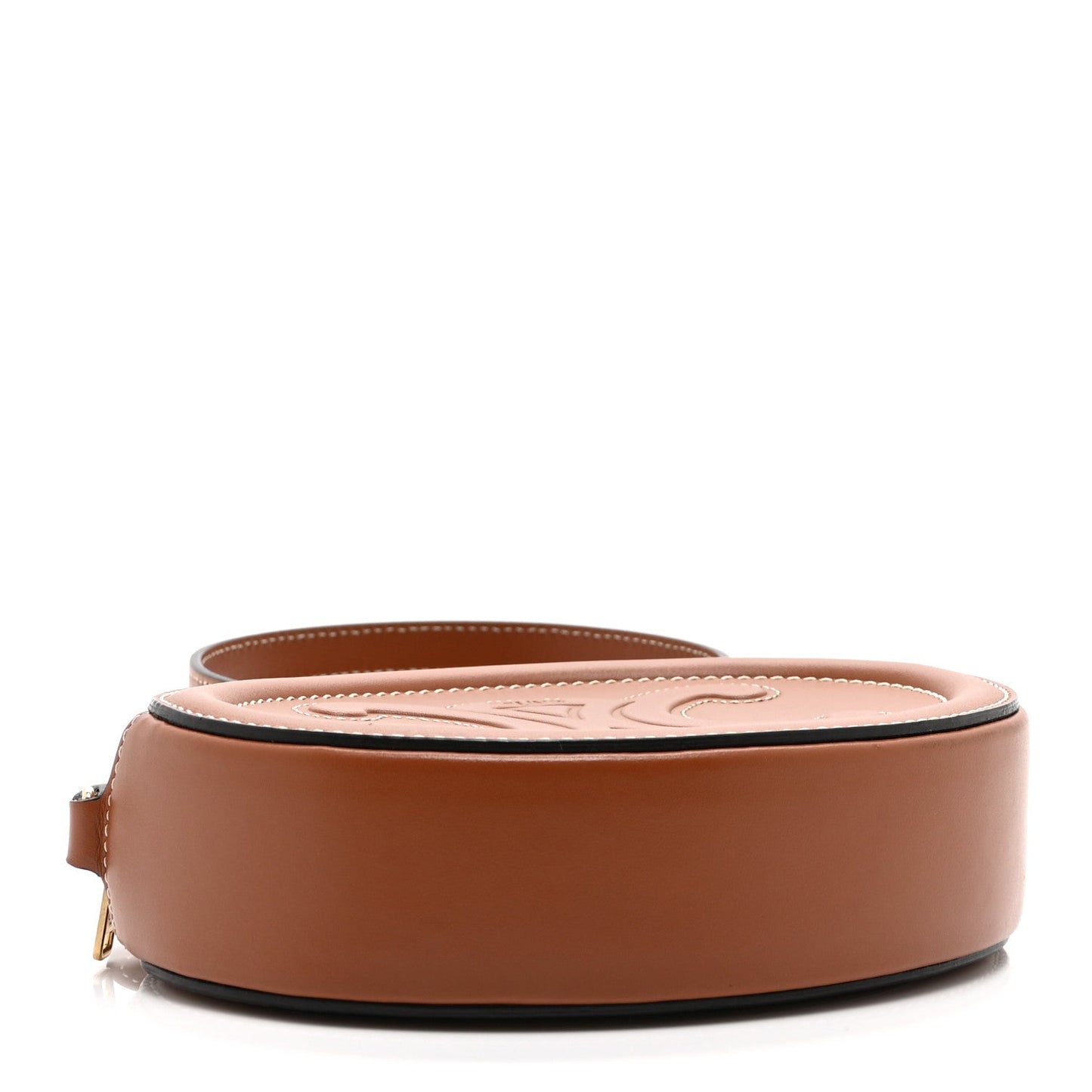 Smooth Calfskin Cuir Small Triomphe Oval Crossbody Purse Tan