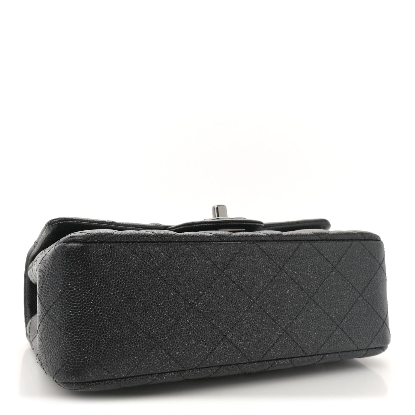 Iridescent Caviar Quilted Mini Rectangular Flap Black