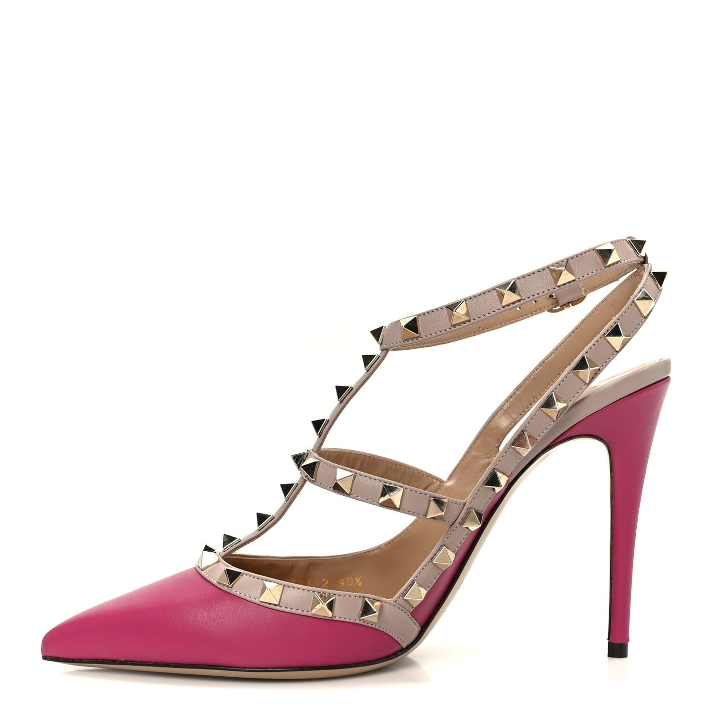 Calfskin Nappa Rockstud Ankle Strap 100mm Pumps 40.5 Deep Cyclamin Poudre
