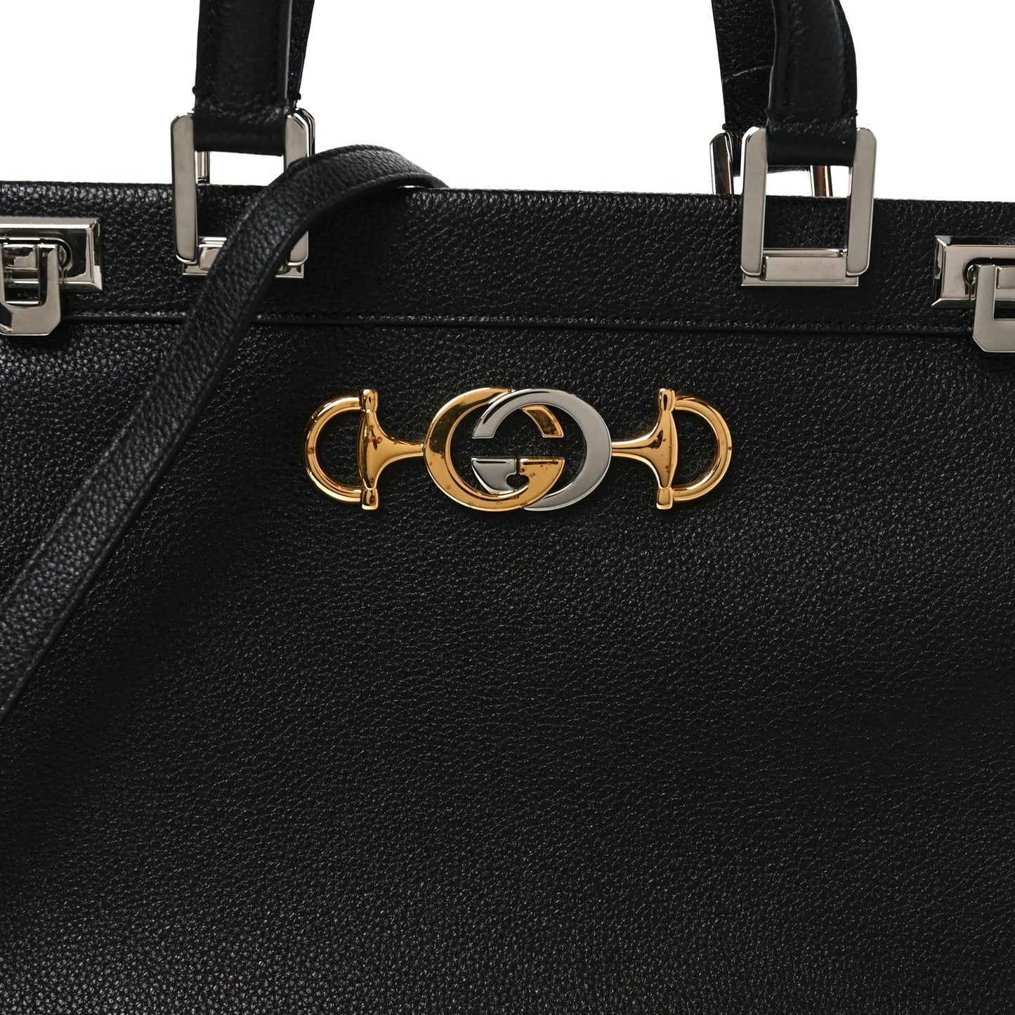 Grainy Calfskin Medium Zumi Top Handle Bag Black