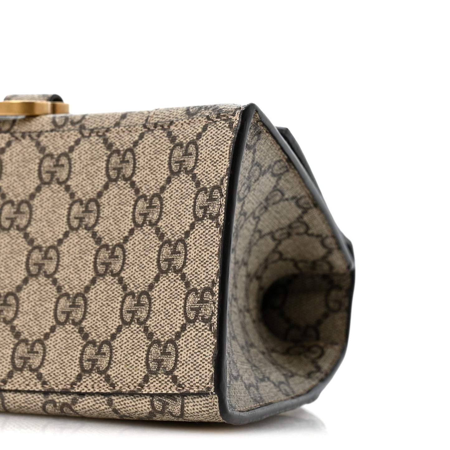 X GUCCI GG Supreme Monogram Small Hourglass Top Handle Bag Beige Ebony