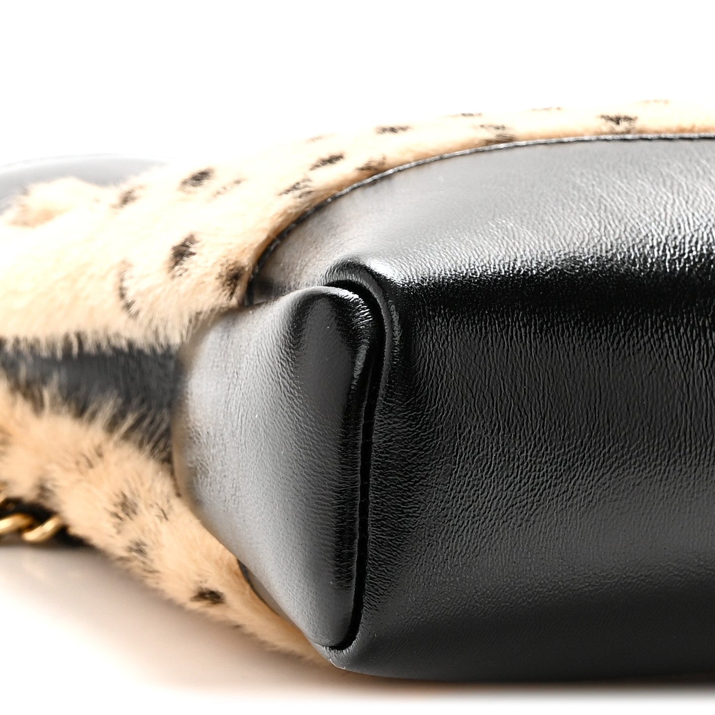 Shiny Lambskin Pony Hair Cheetah Printed Mini 31 Shopping Bag Light Beige Black