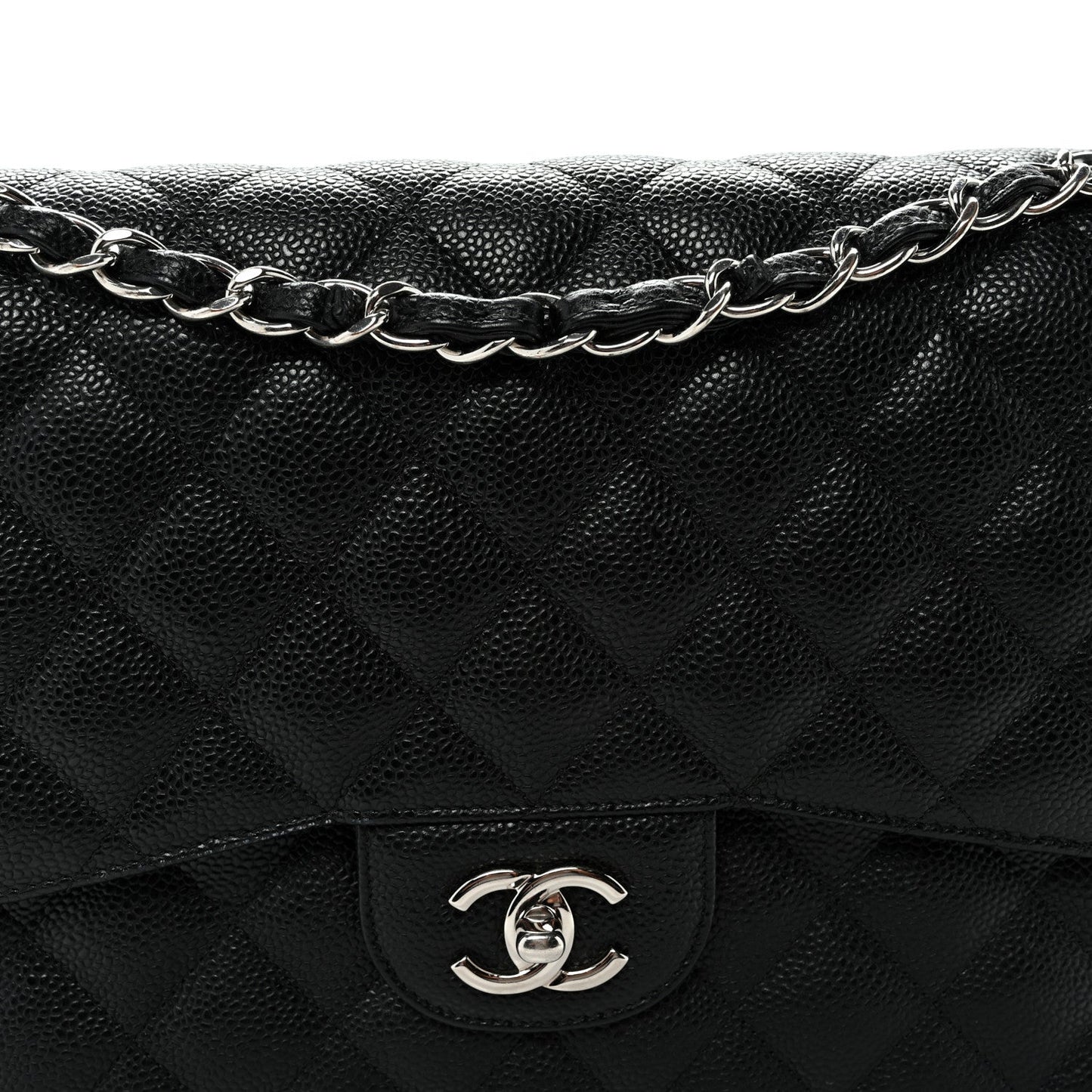Caviar Quilted Jumbo Double Flap Black