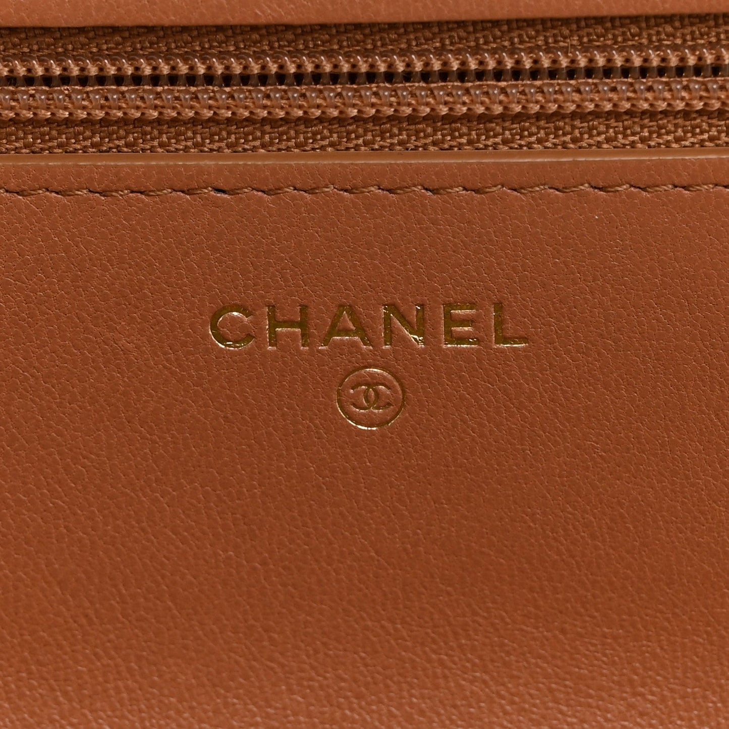 Lambskin Quilted Chanel 19 Wallet On Chain WOC Brown