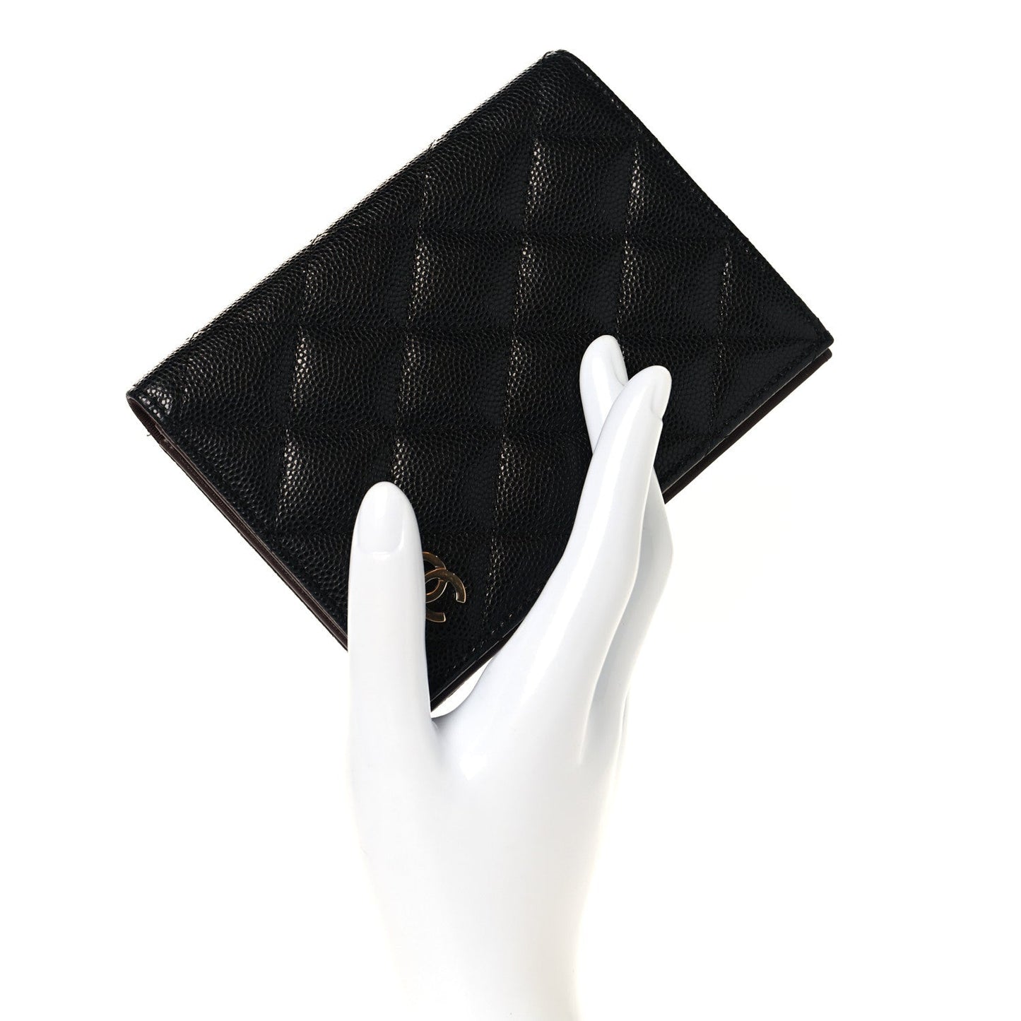 Caviar Quilted Passport Holder Black