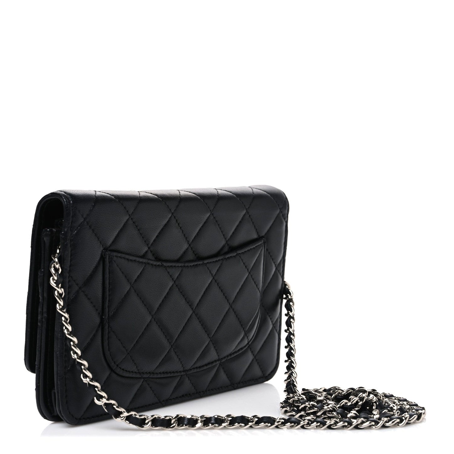 Lambskin Quilted Wallet On Chain WOC Black