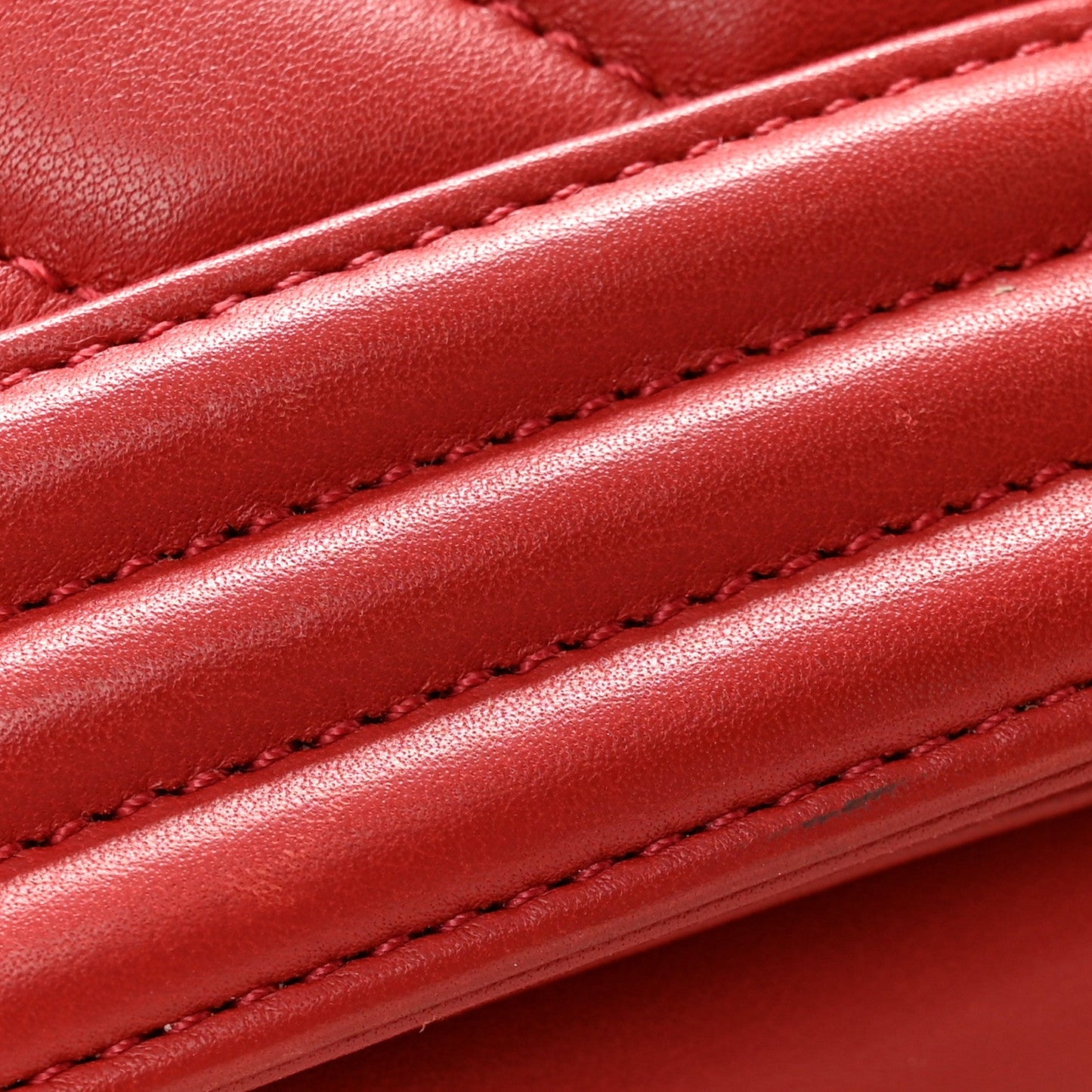Calfskin Chevron Quilted Medium Boy Flap Red