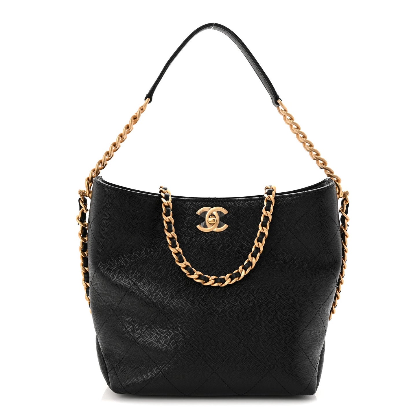 Caviar Quilted Hobo Black