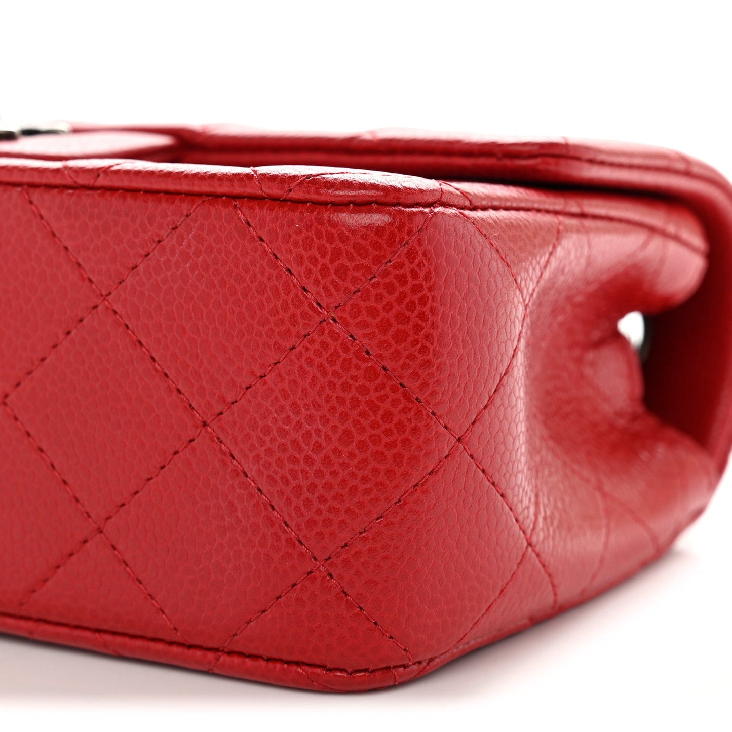 Caviar Quilted Mini Rectangular Flap Red