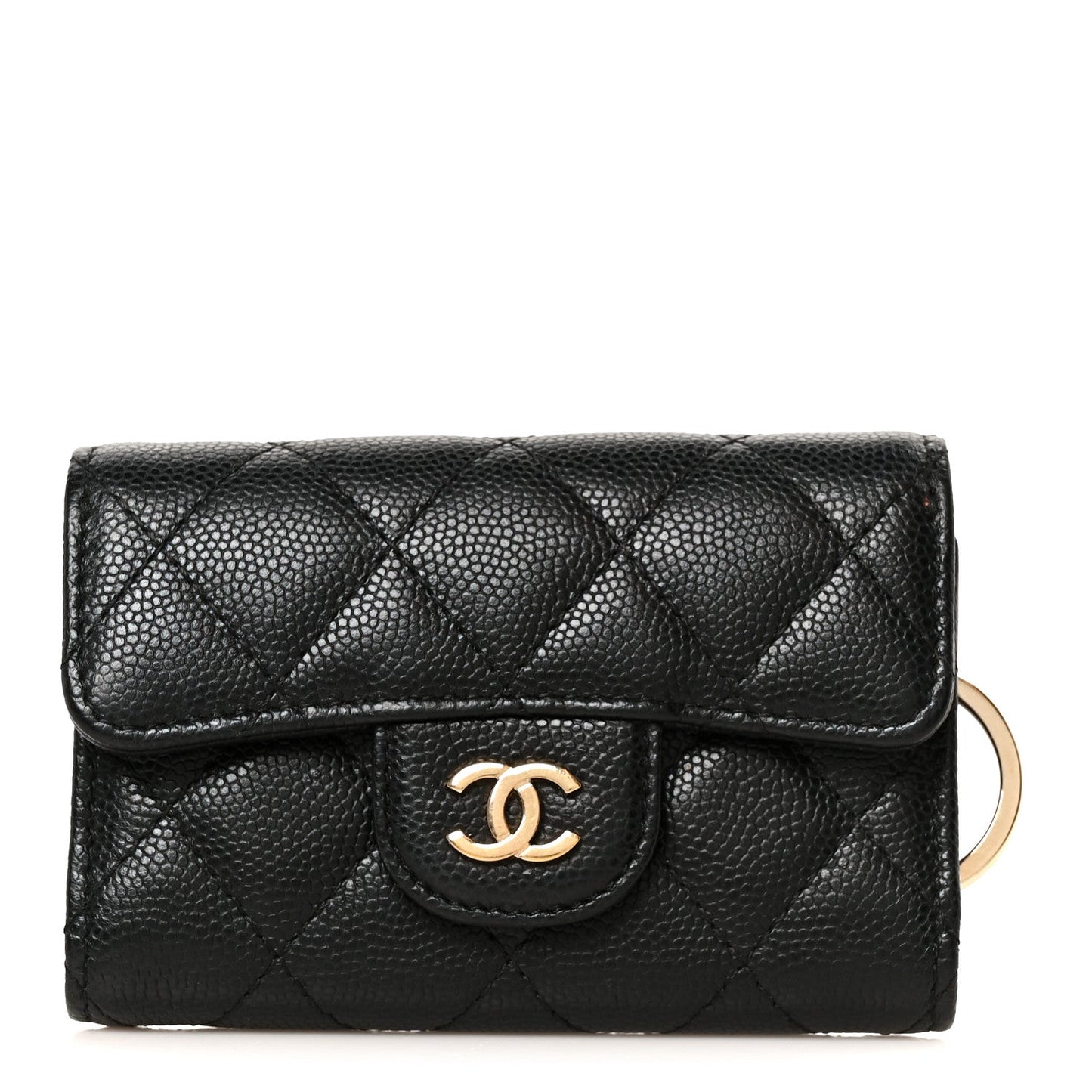Caviar Quilted Classic 4 Key Holder Wallet Black