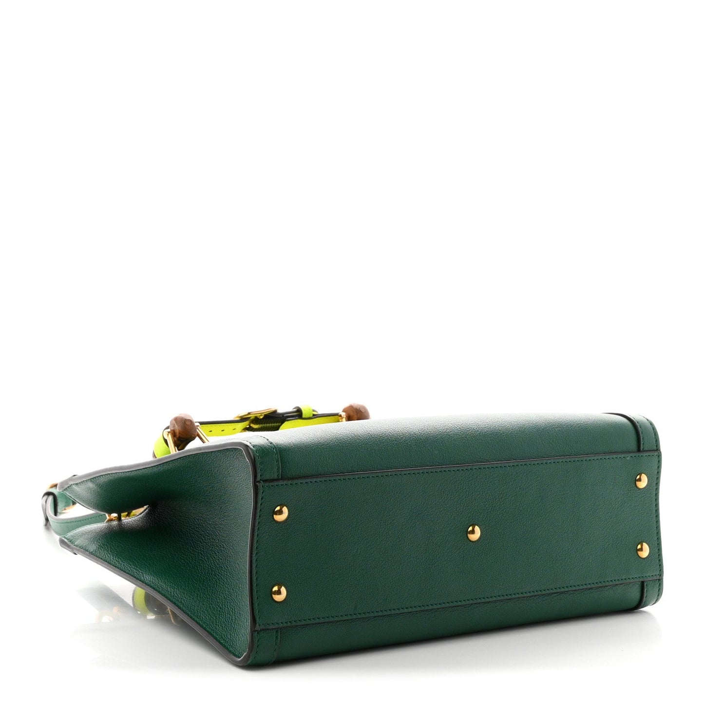 Wonka Grain Calfskin Small Diana Tote Bag Green Yellow Fluo