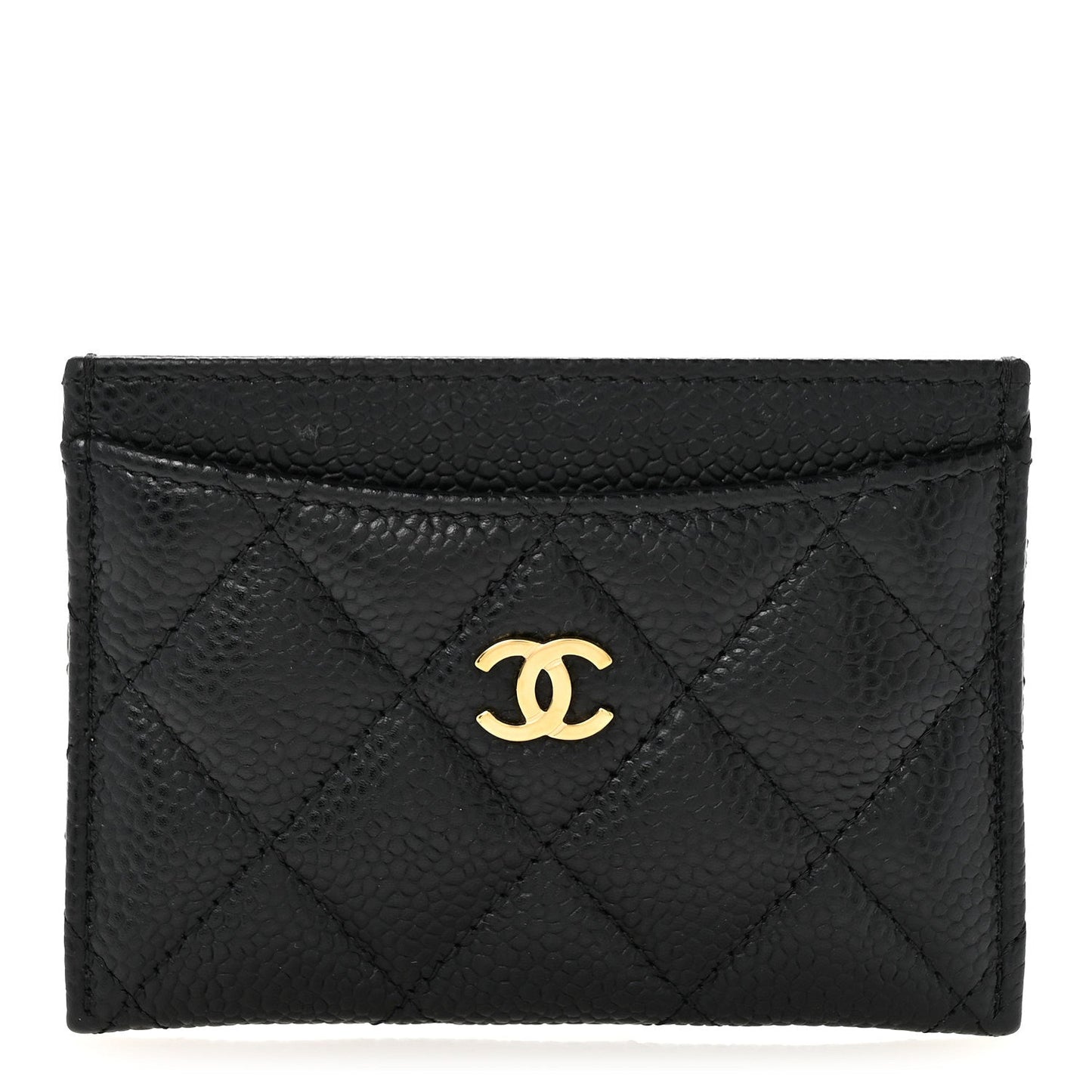 Caviar Quilted Card Holder Black