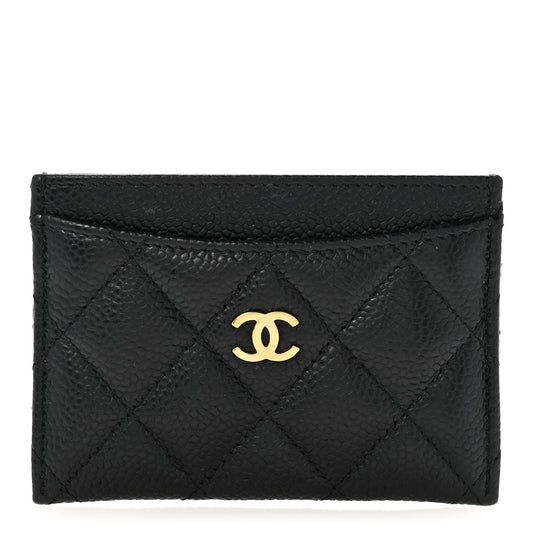 Caviar Quilted Card Holder Black