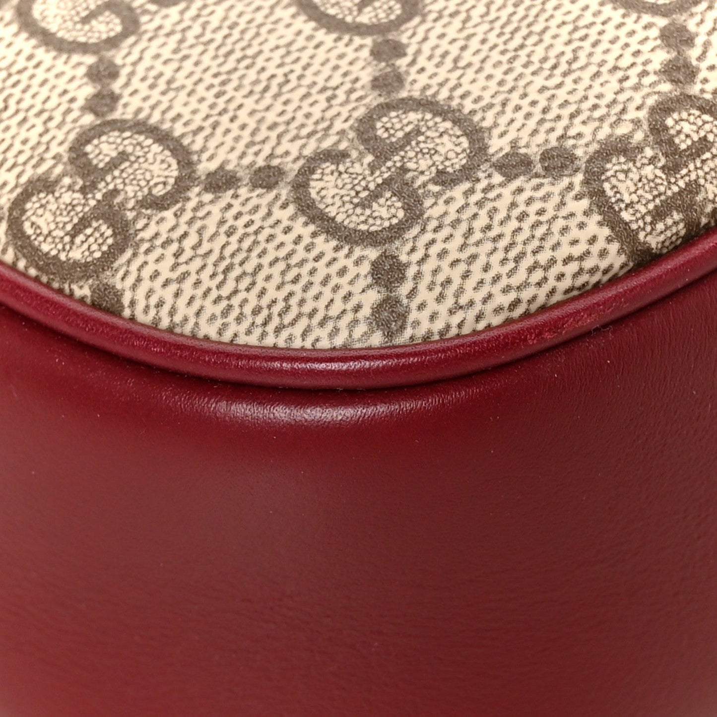 GG Supreme Monogram Horsebit 1955 Soft Small Shoulder Bag Beige Ebony Rosso Ancora