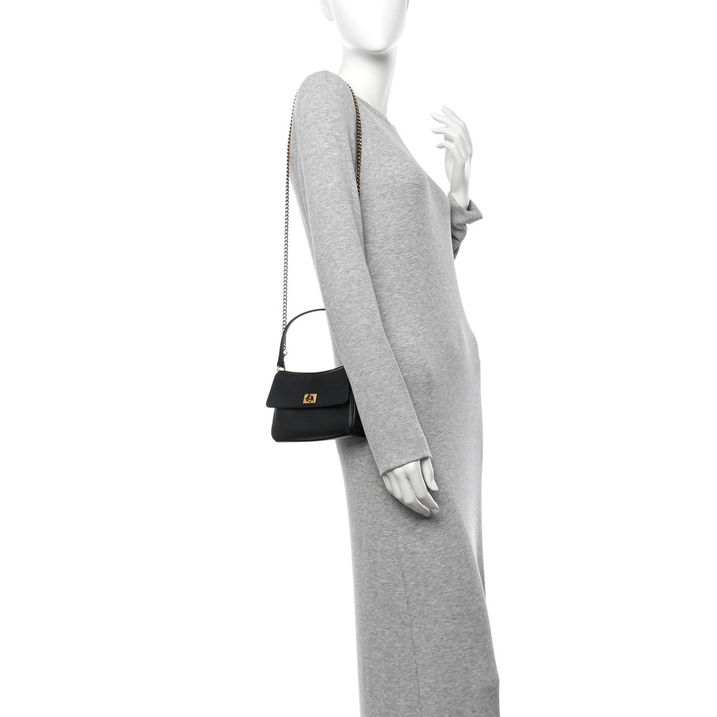 Natural Smooth Calfskin Nano Rodeo Top Handle Handbag Black