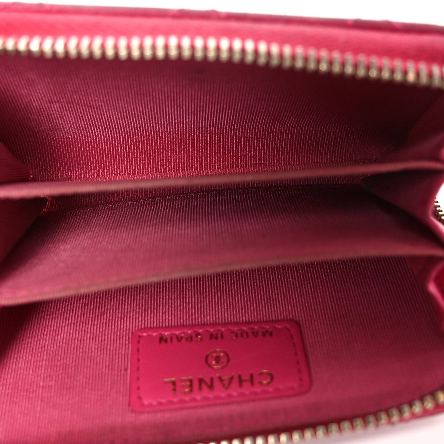 Lambskin Quilted Zip Coin Purse Fuchsia