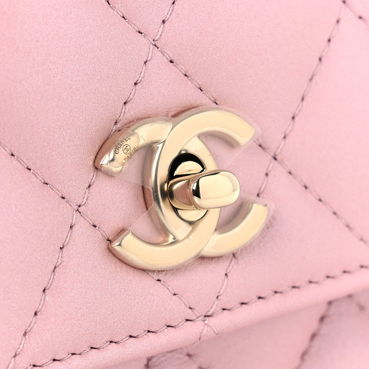 Pearly Lambskin Quilted Charms Wallet On Chain WOC Light Pink