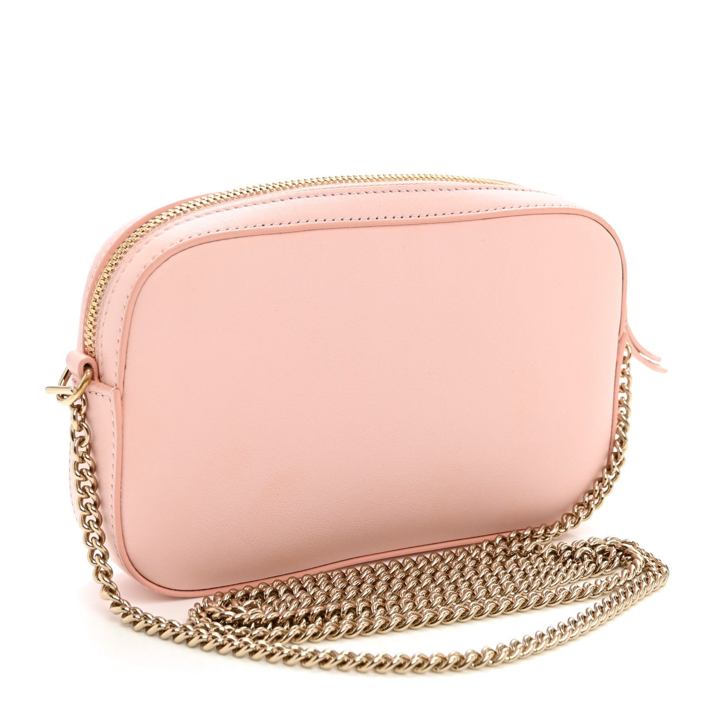 Dollar Calfskin Enamel Super Mini GG Marmont Chain Shoulder Bag Light Pink Blue